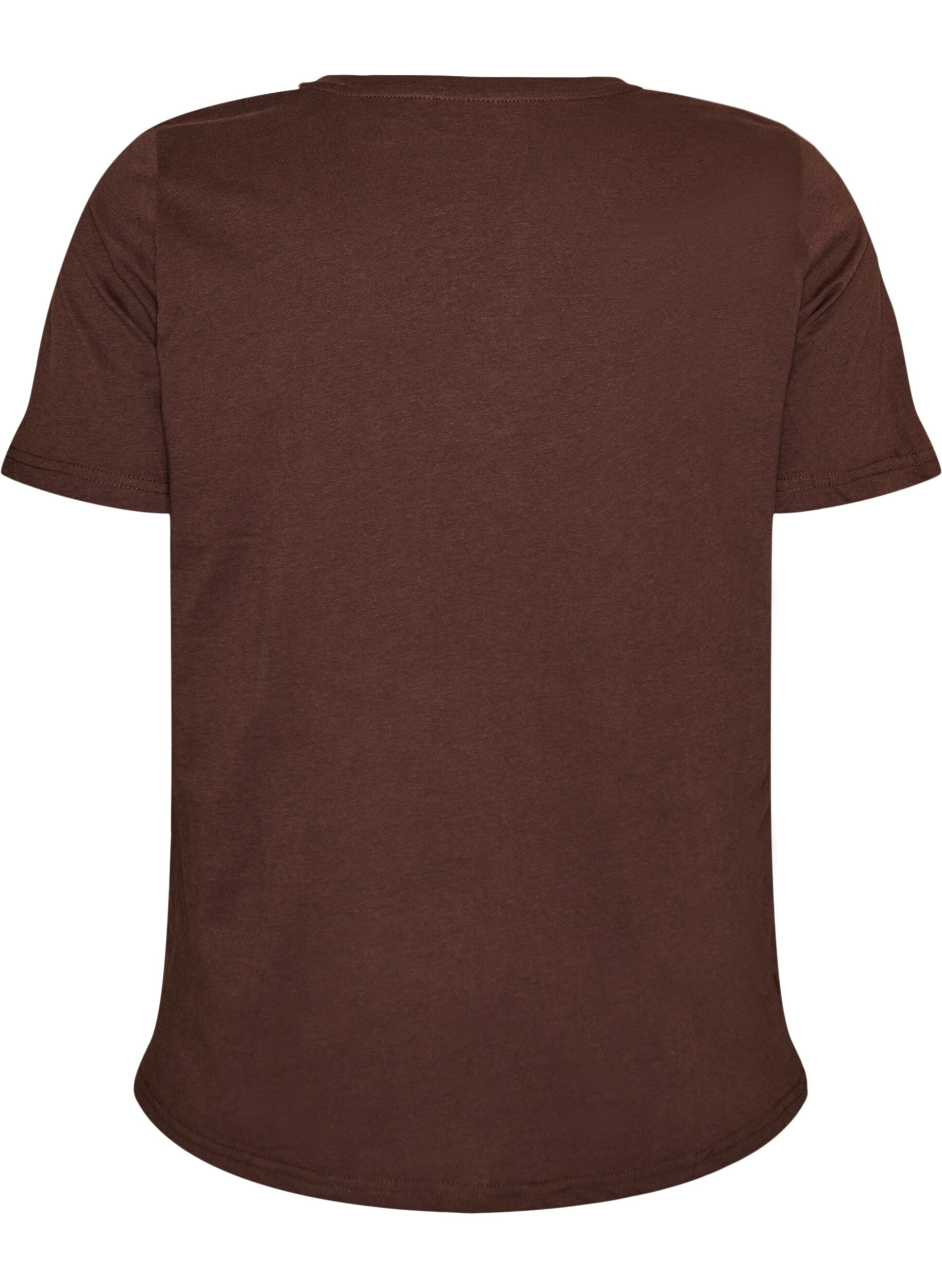 Zizzi T-shirt med v-ringning, Brun, Packshot image number 1