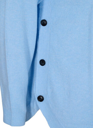 Stickad tröja med knappdetaljer, Chambray Blue Mel., Packshot image number 3