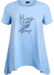 T-shirt med rund hals och A-linjeform, Bl&aring;