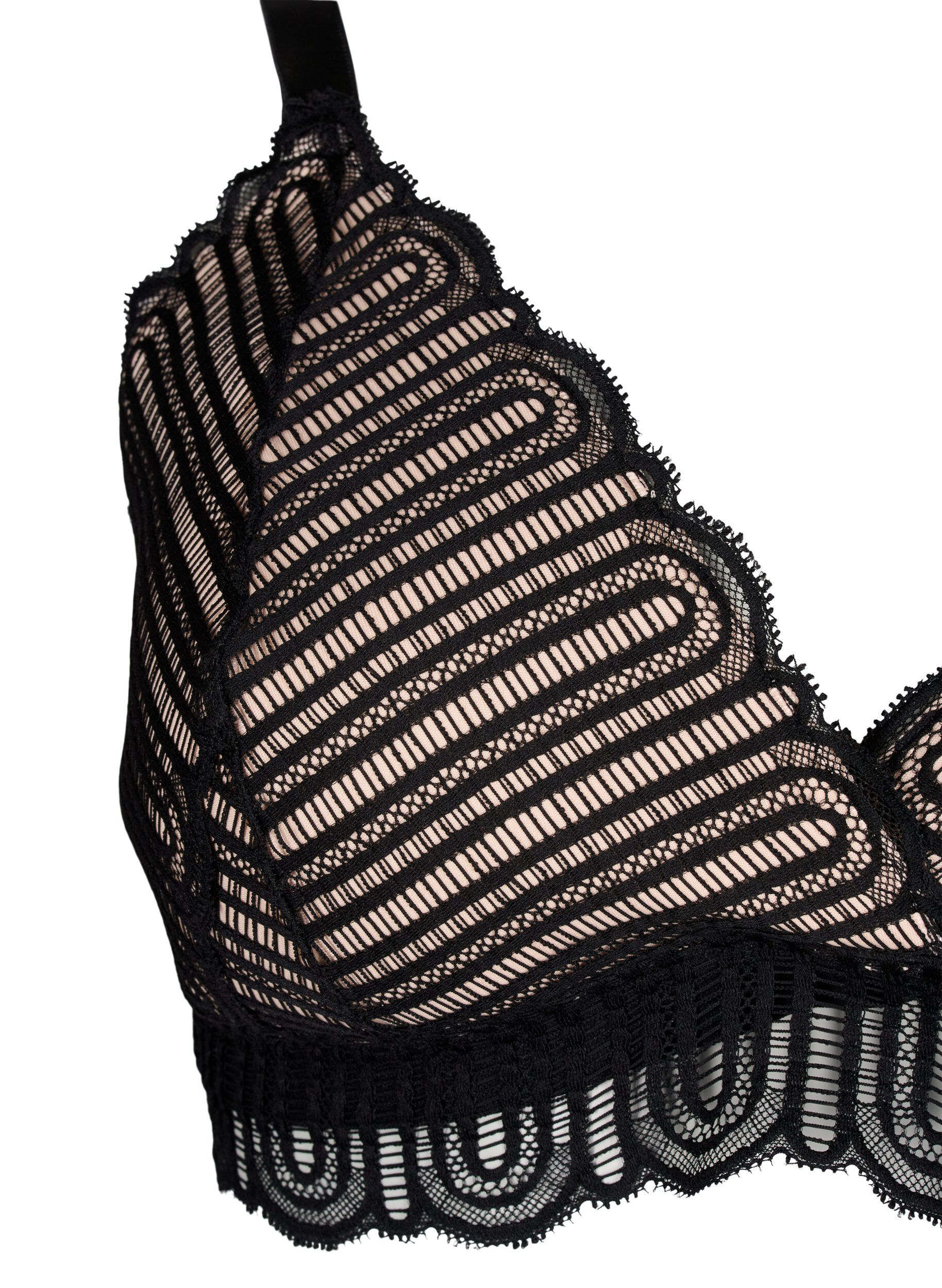 Zizzi Bralette med spets och mjuk vaddering, Svart, Packshot image number 2