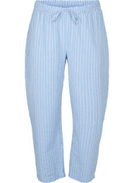 Lösa pyjamasbyxor i bomull med ränder, Chambray Blue Stripe