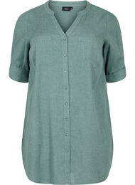 Lång skjorta med 3/4-ärmar och v-ringning, Balsam Green
