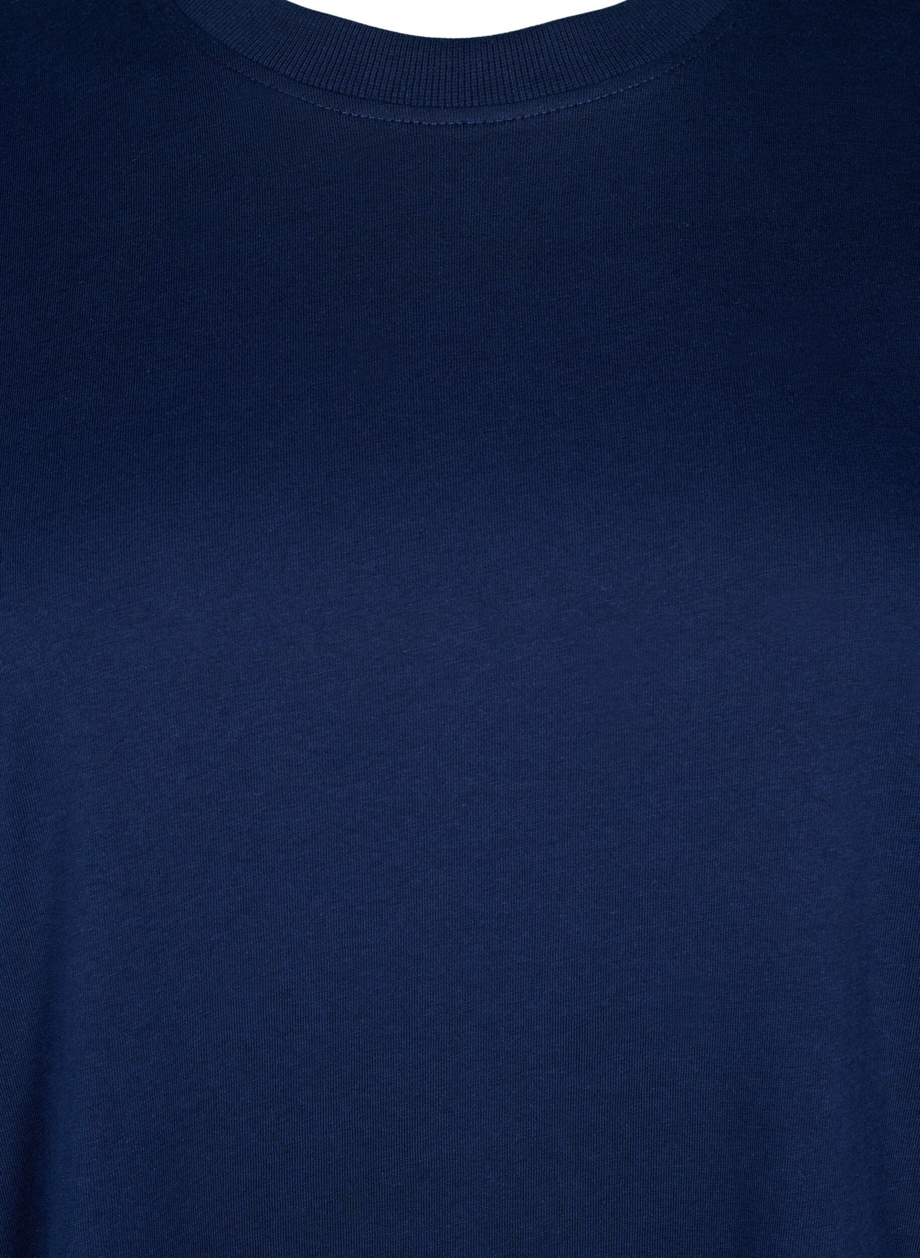 ZizziEnkel t-shirt i bomull med rund halsringning, Bl&aring;, Packshot image number 2