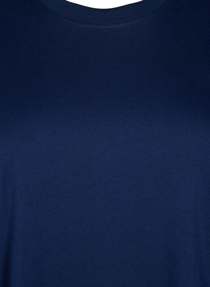 Enkel t-shirt i bomull med rund halsringning, Bl&aring;, Packshot image number 2