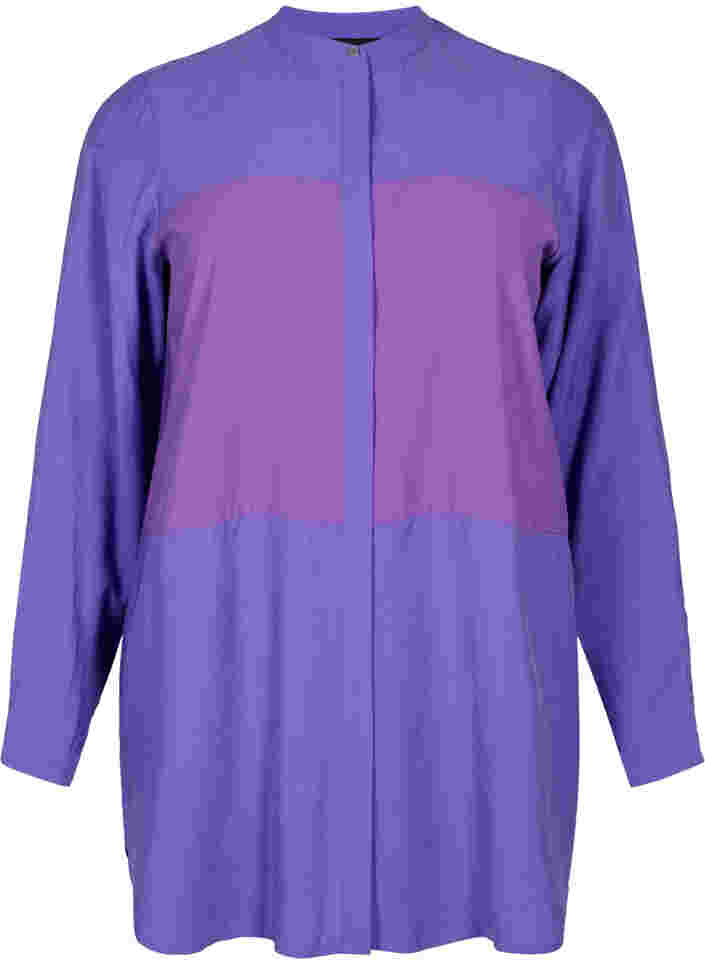 Lång skjorta med color-block, Purple Block, Packshot