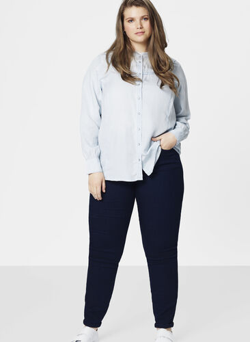 Super slim Amy jeans med hög midja, Dark blue, Model image number 1
