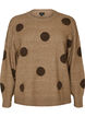 Stickad blus med prickigt m&ouml;nster, Brun, Packshot image number 0