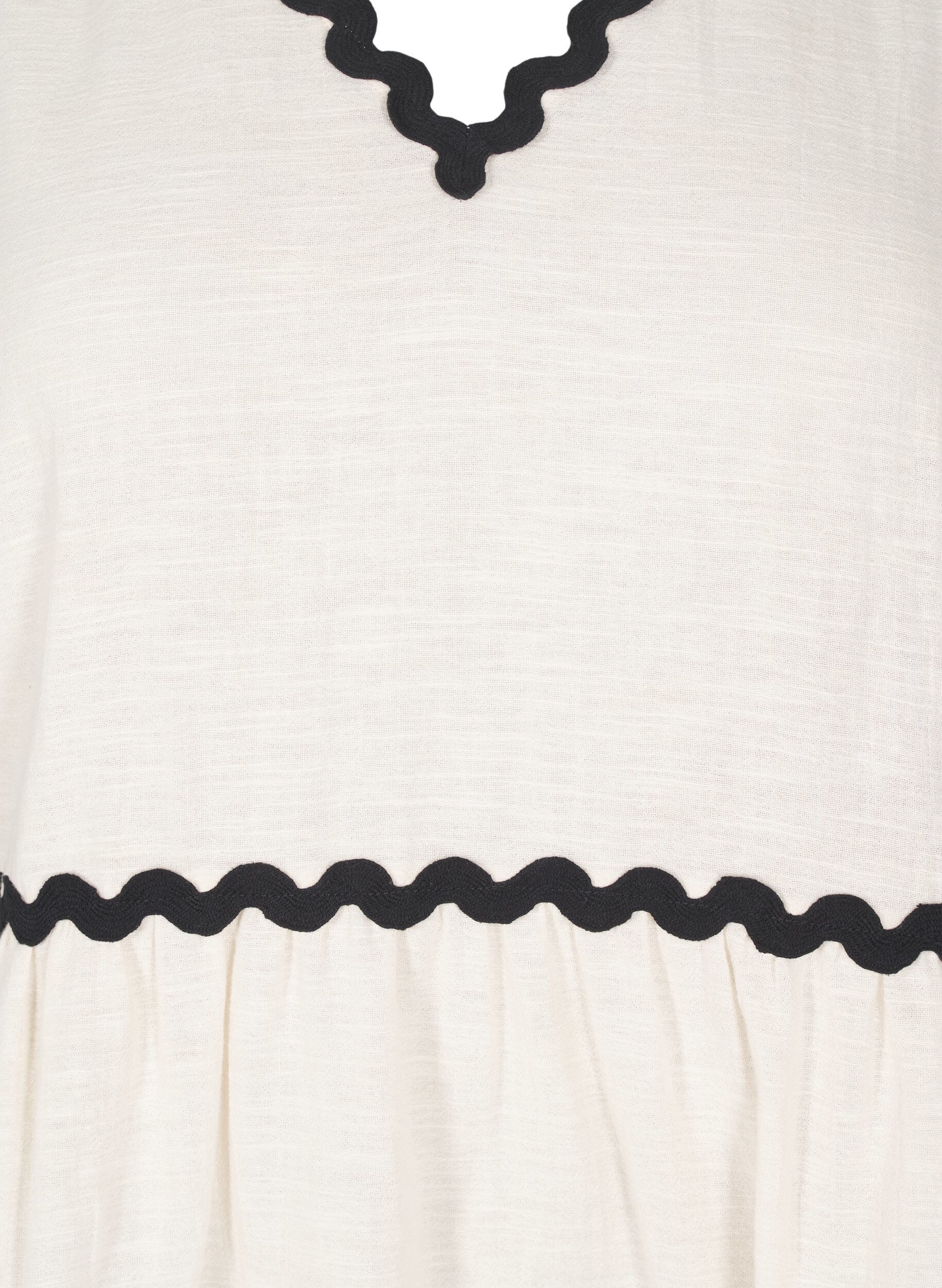 Zizzi &Auml;rml&ouml;s blus med b&aring;gad kontrastkant, Beige, Packshot image number 2