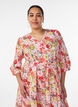 Blommig midikl&auml;nning med broderie anglaise och knytsk&auml;rp, Rosa, Model image number 2