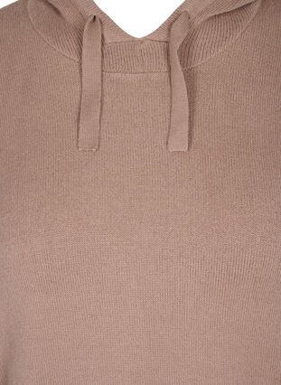 Melerad stickad tröja med huva, Iron Mel., Packshot image number 2