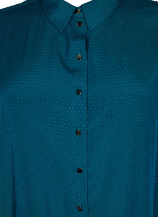 Kortärmad skjortklänning med prickigt mönster, Deep Teal, Packshot image number 2