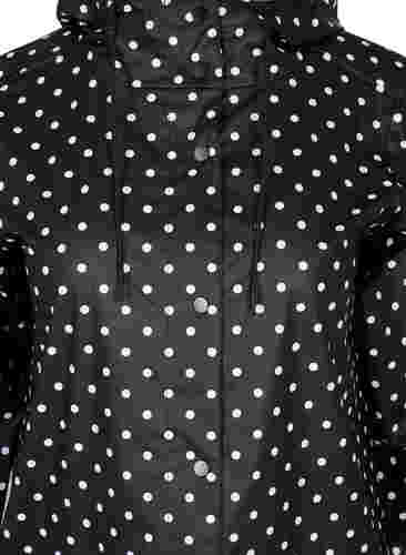Regnjacka i prickigt mönster med huva, Black W/White Dot, Packshot image number 2