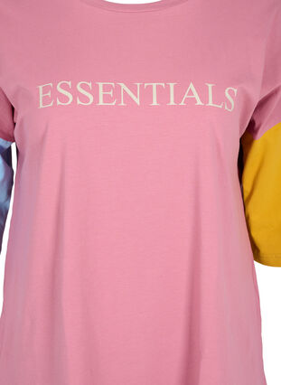 Blockfärgad t-shirt med 2/4-ärmar, Pink Blocking, Packshot image number 2