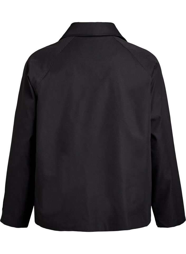 Kort trenchcoat med fickor, Svart, Packshot image number 1