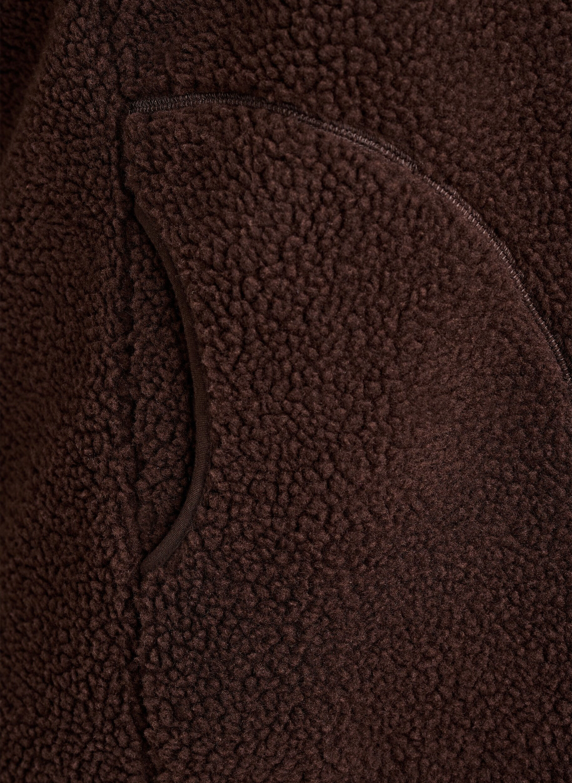 Zizzi Teddyfleecev&auml;st med dragkedja och fickor, Brun, Packshot image number 3