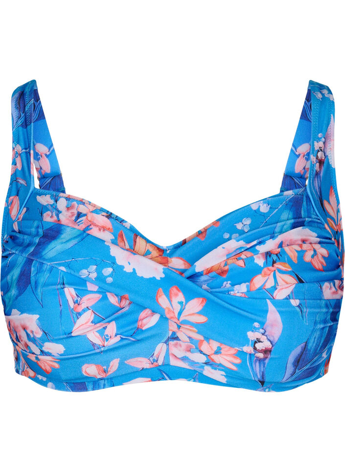 Bikinitopp med tryck, Bright Blue Print, Packshot image number 0