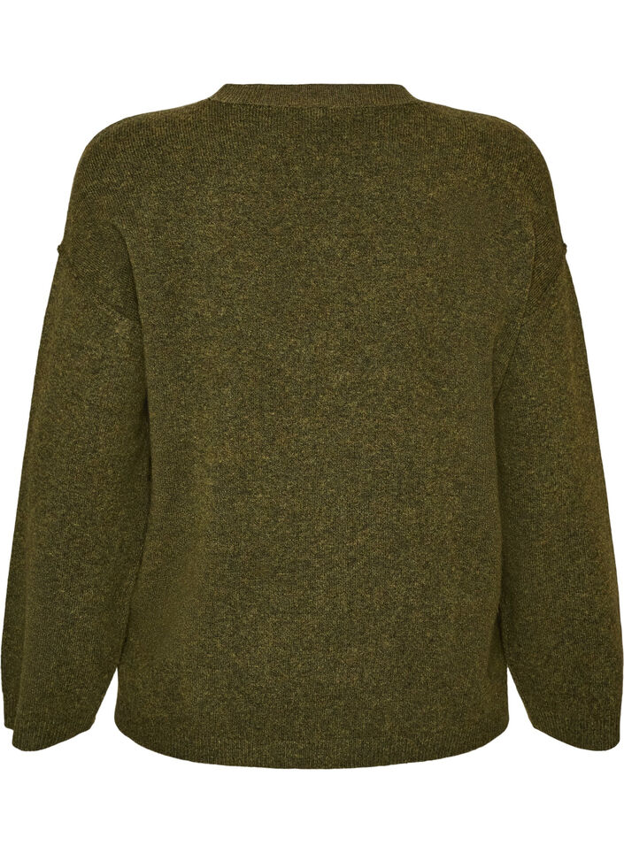 L&ouml;st stickad tr&ouml;ja med framtr&auml;dande s&ouml;mmar, Gr&ouml;n, Packshot image number 1