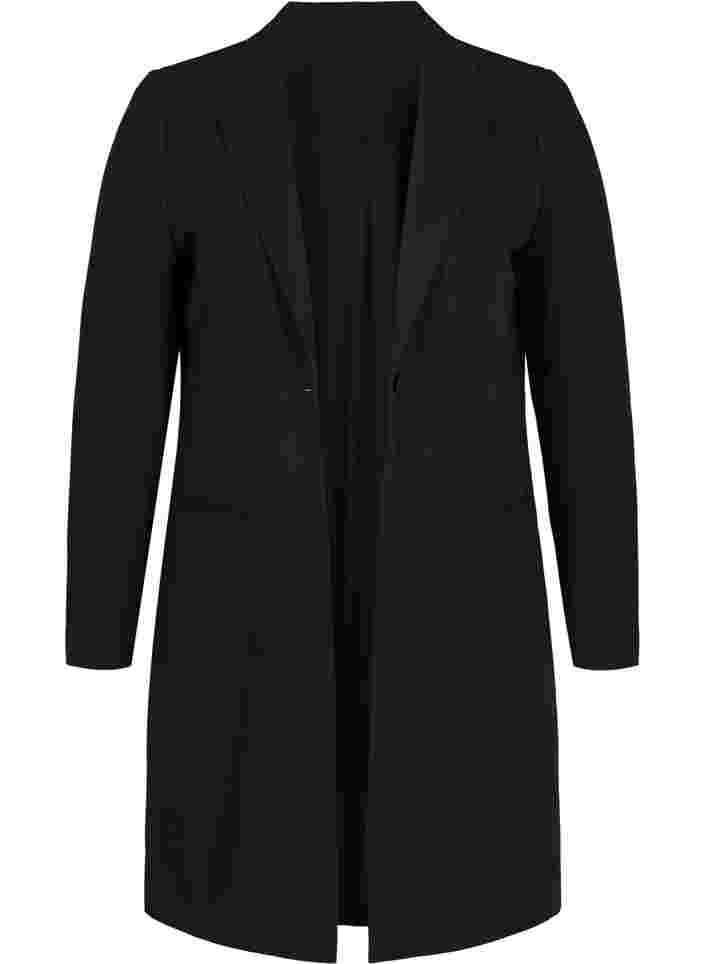 Klassisk lång blazer i viskosmix, Black, Packshot image number 0