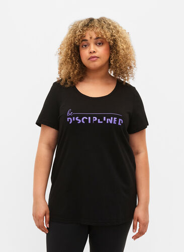  T-shirt till träning med print, Black w. Disciplined, Model image number 0