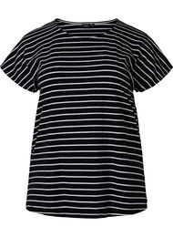 T-shirt i bomull med ränder, Black W. Stripe