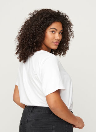 Bomulls t-shirt med nitar, Bright White, Model image number 1