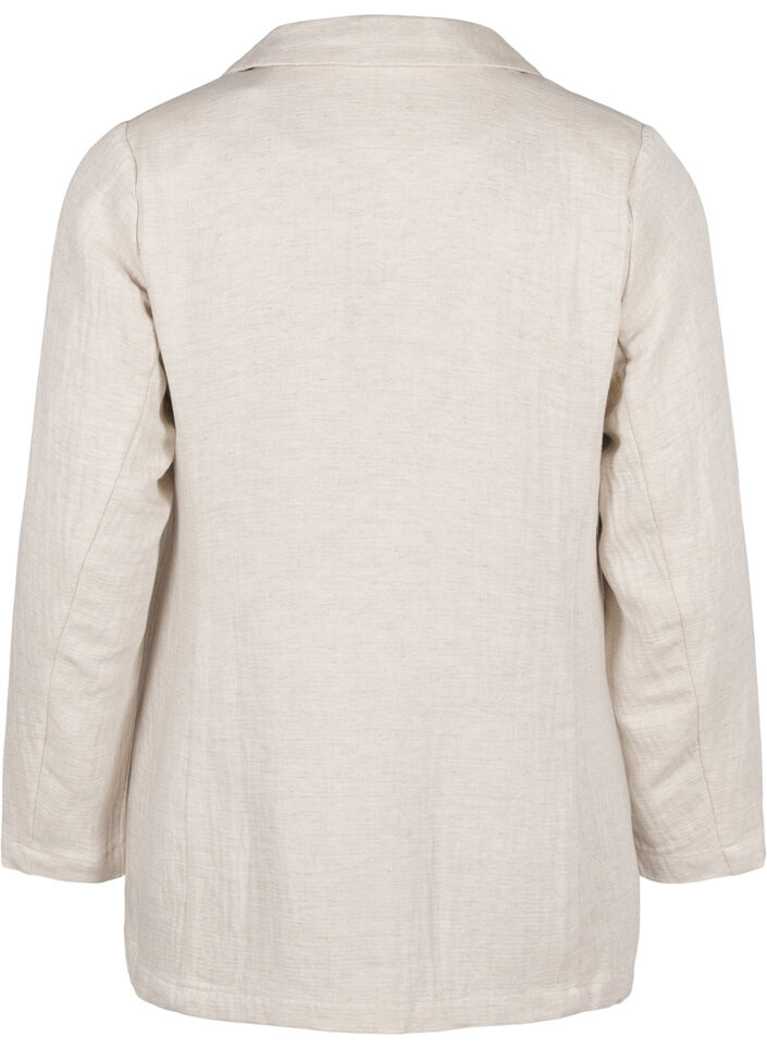 Blazer i en materialblandning med linne, Rainy Day, Packshot image number 1