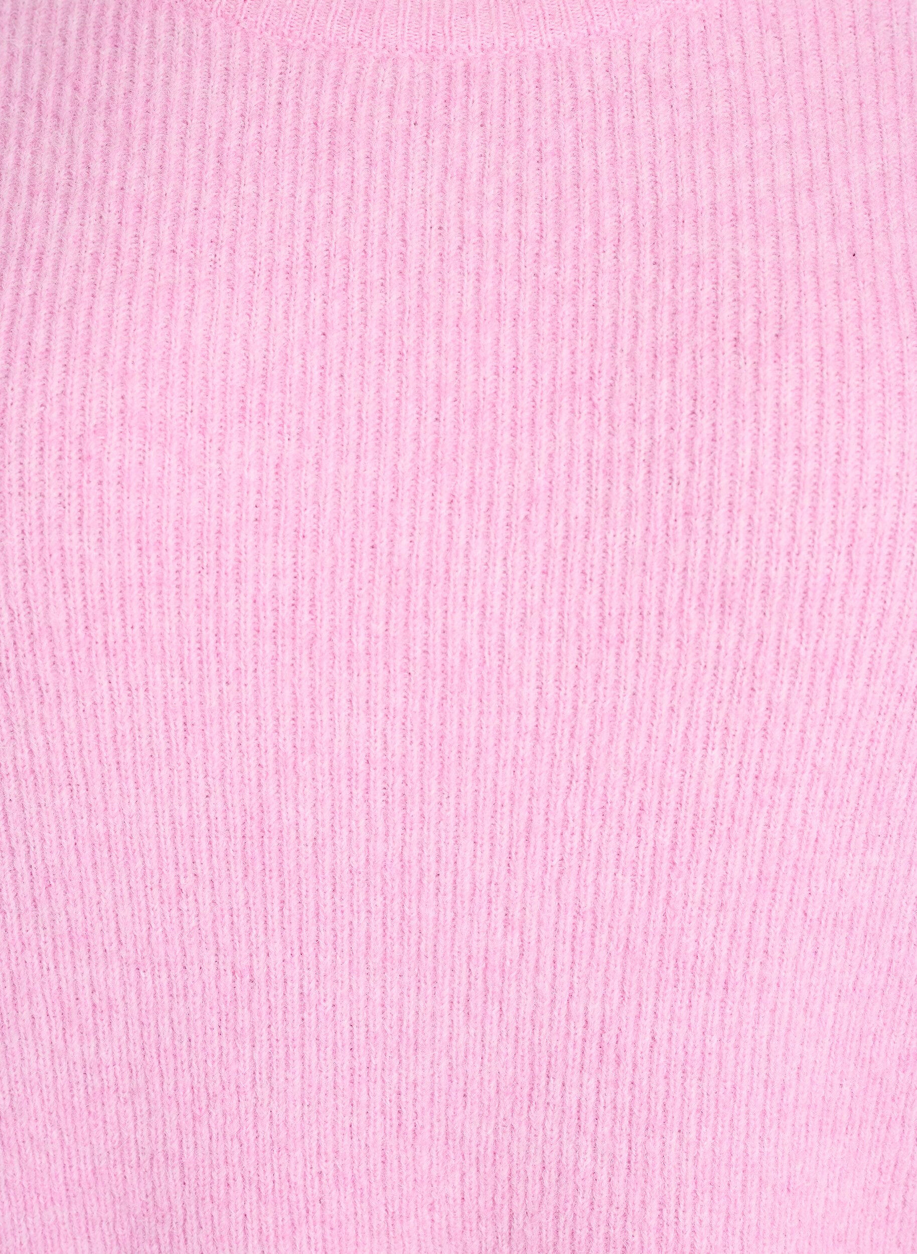 ZizziMelerad stickad blus med rund hals, Rosa, Packshot image number 2