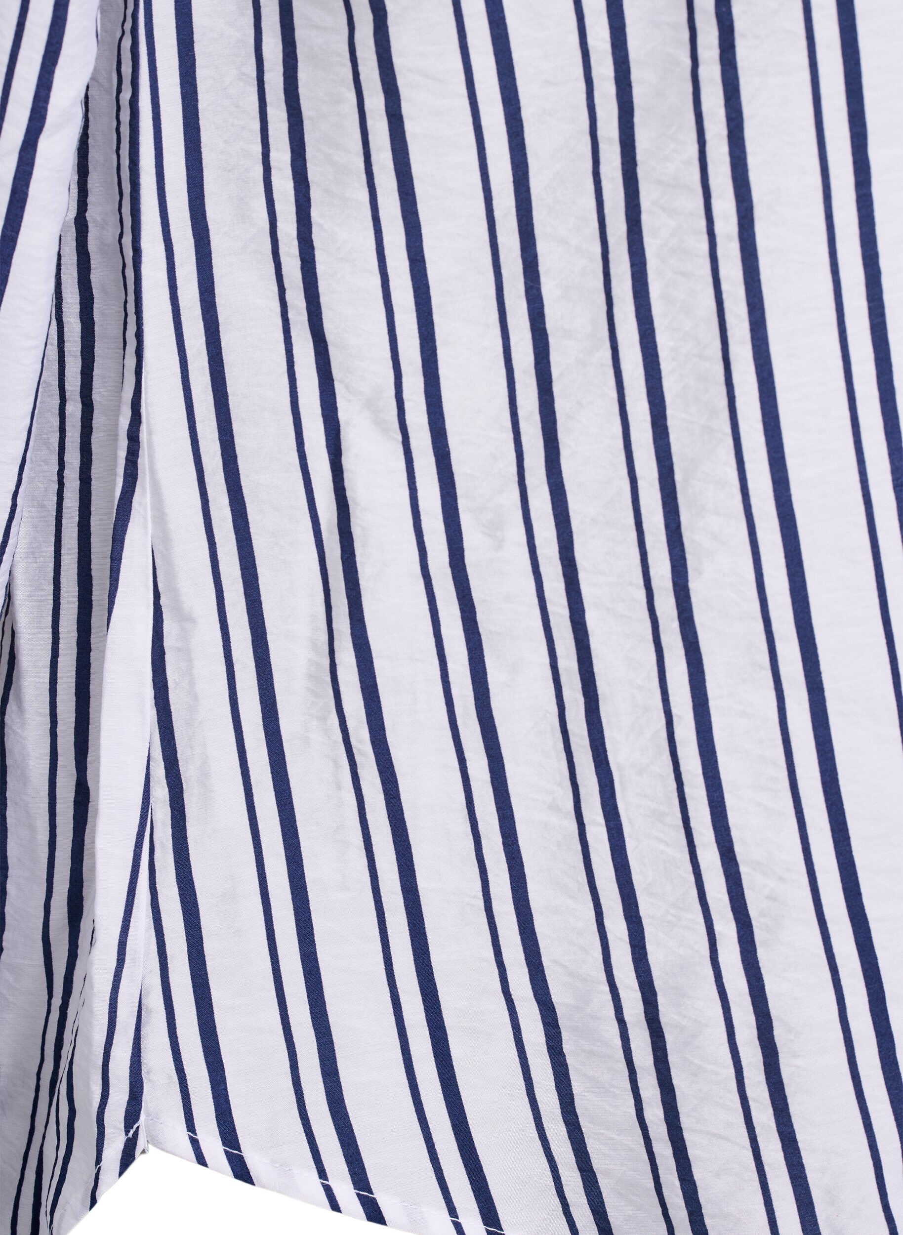 Zizzi FLASH - Randig skjortskjortblus med v-ringning, Vit, Packshot image number 3