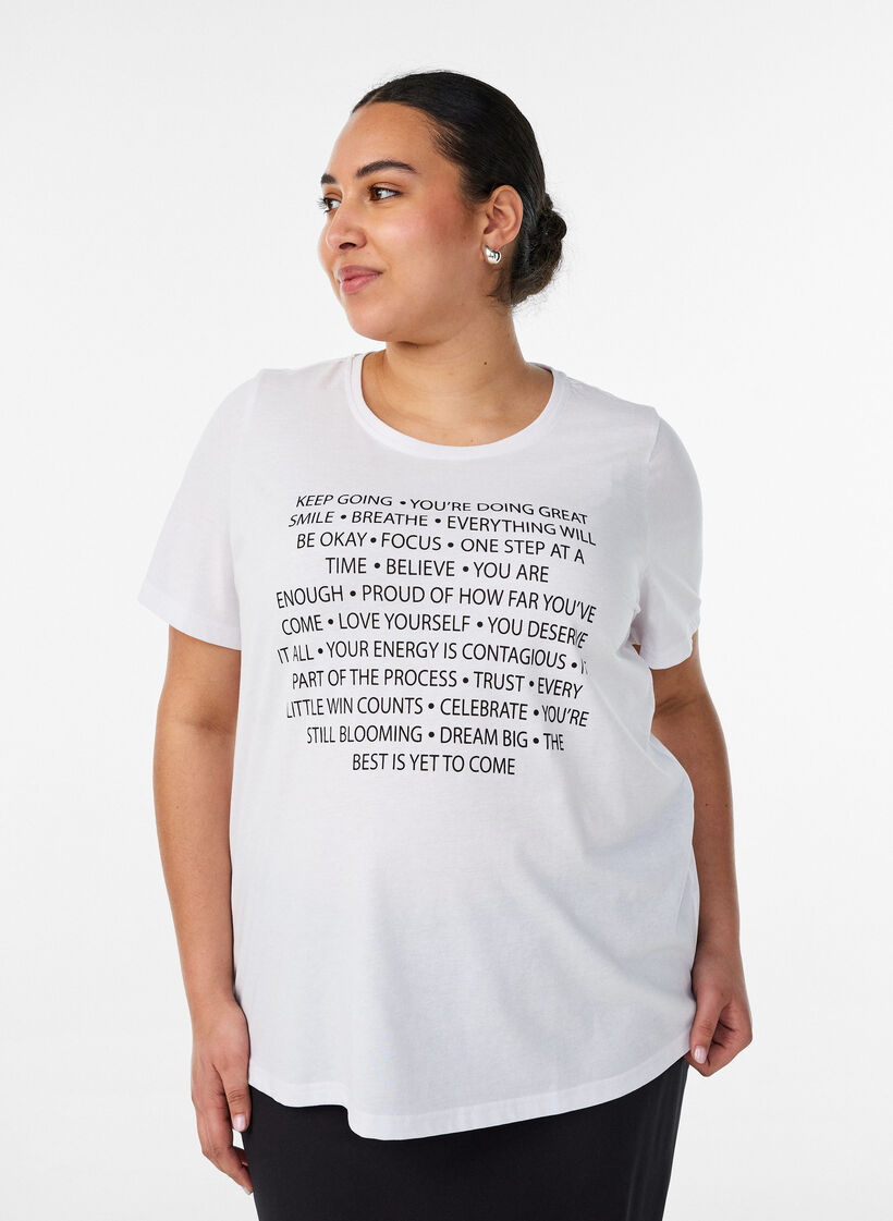 T-shirt med tryck, Vit, Model image number 0