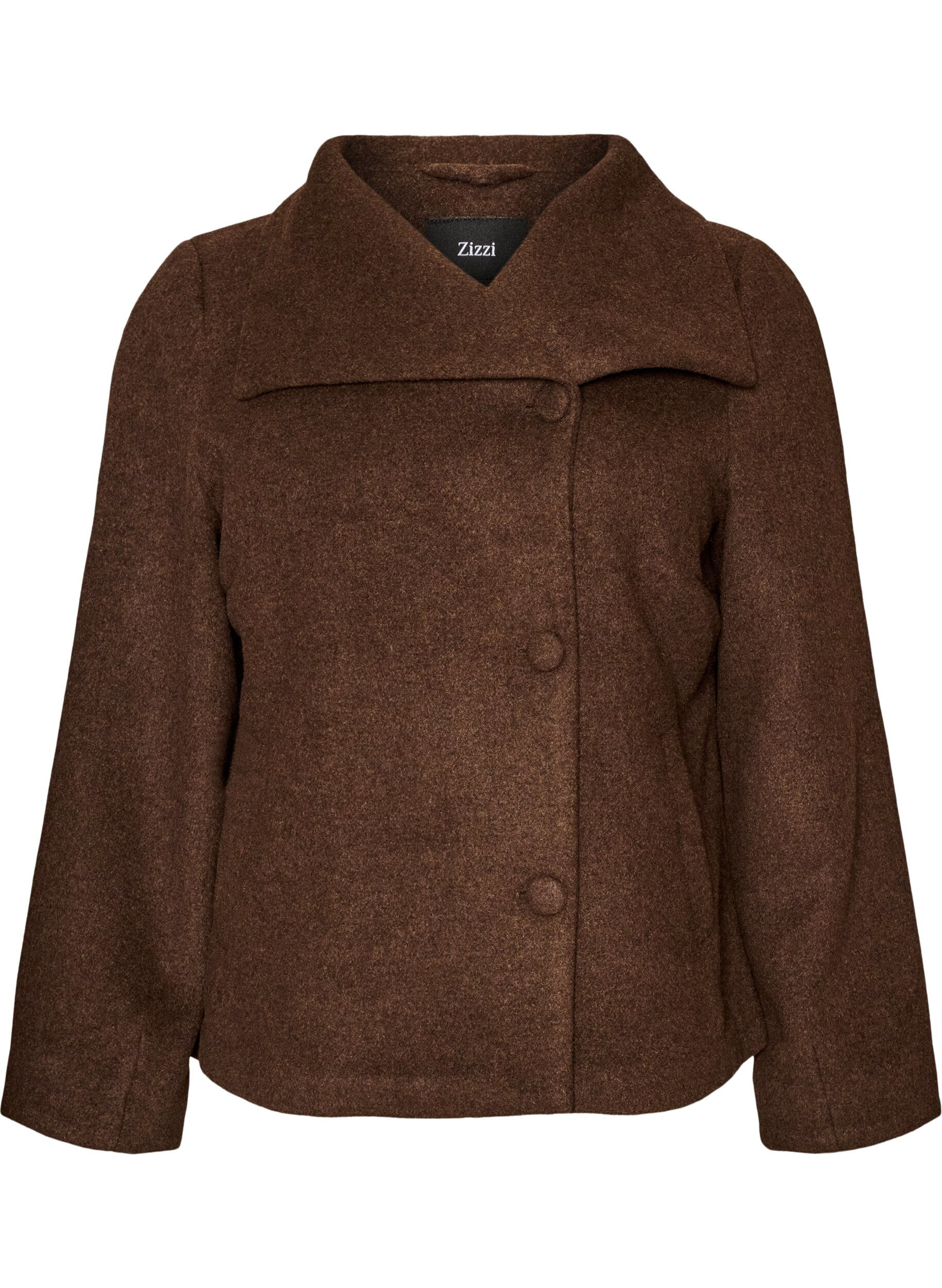 ZizziKort jacka med asymmetrisk kn&auml;ppning, Brun, Packshot image number 0