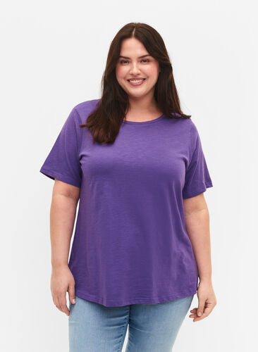 2-pack t-shirt i bomull, Deep Lavender/Black, Model image number 0