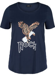 Kortärmad t-shirt med print, Navy Blazer/Rock