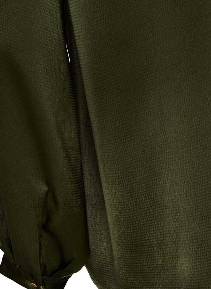 Blus med skjortkrage och v-ringning, Gr&ouml;n, Packshot image number 3