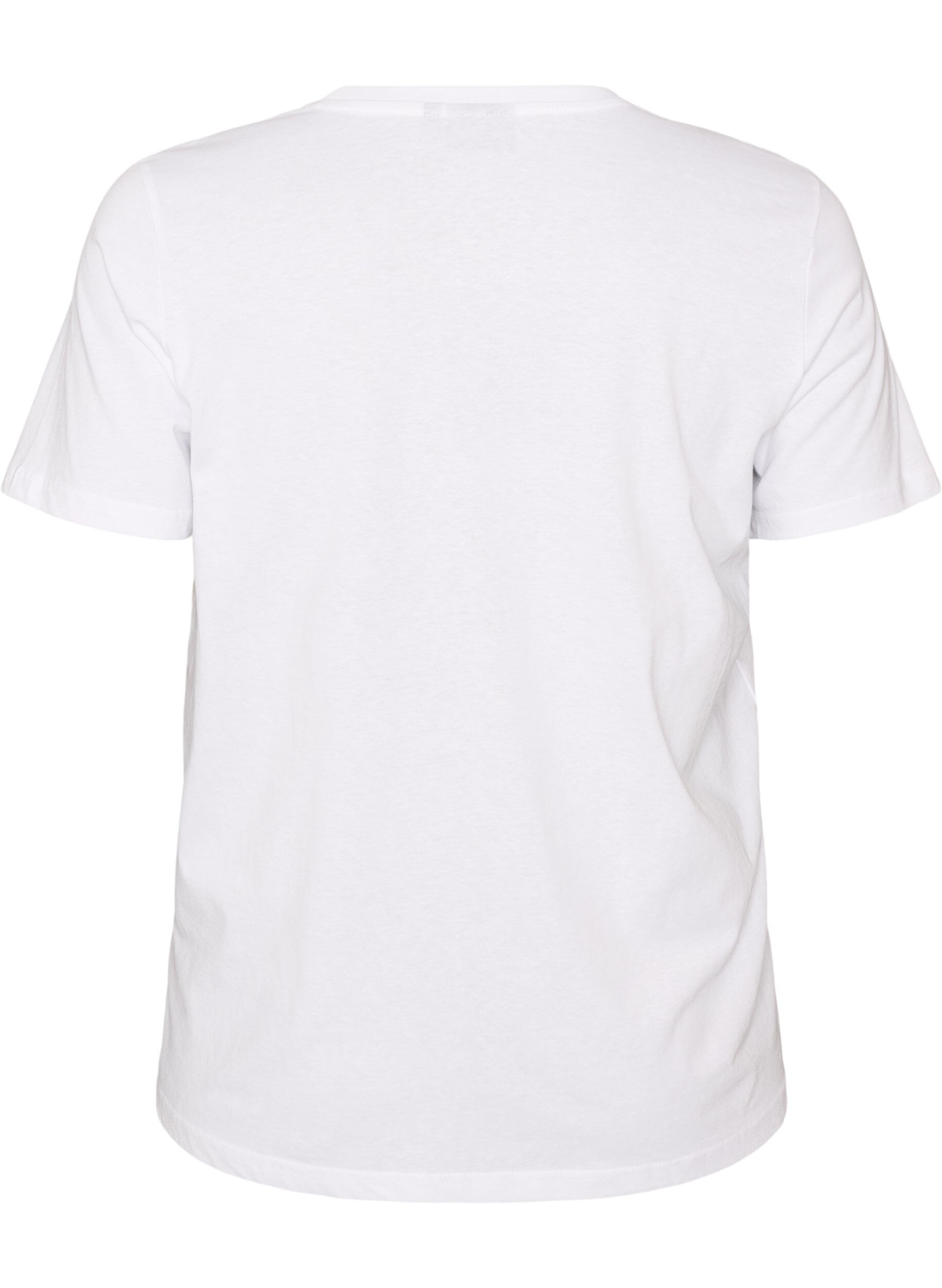 ZizziT-shirt i bomull med textm&auml;rke, Vit, Packshot image number 1