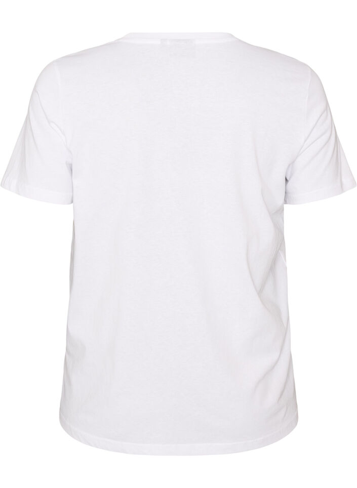 T-shirt i bomull med textm&auml;rke, Vit, Packshot image number 1