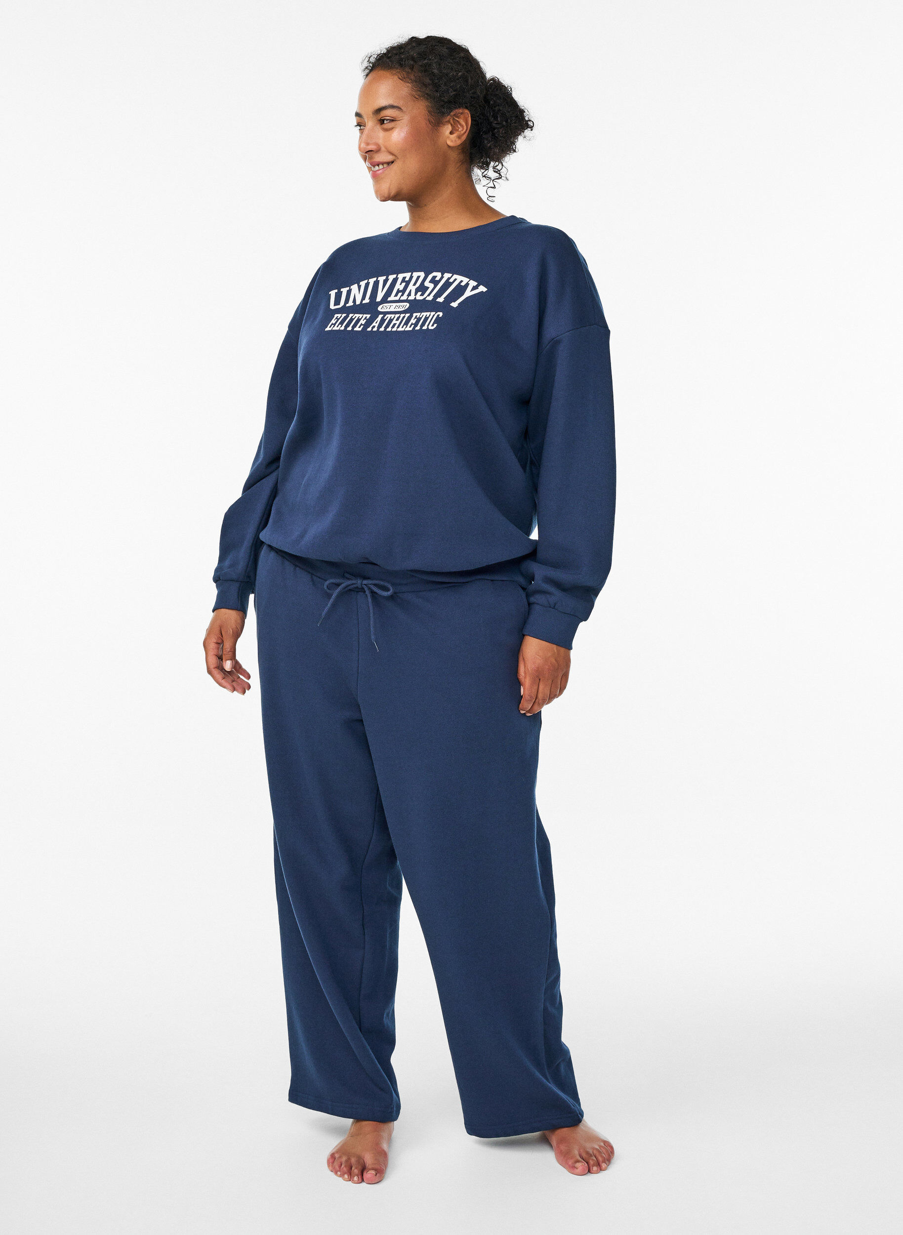 ZizziSweatshirt med texttryck, Bl&aring;, Model image number 1