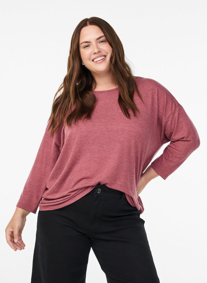 Jerseyblus med 3/4-&auml;rm, Rosa, Model image number 0