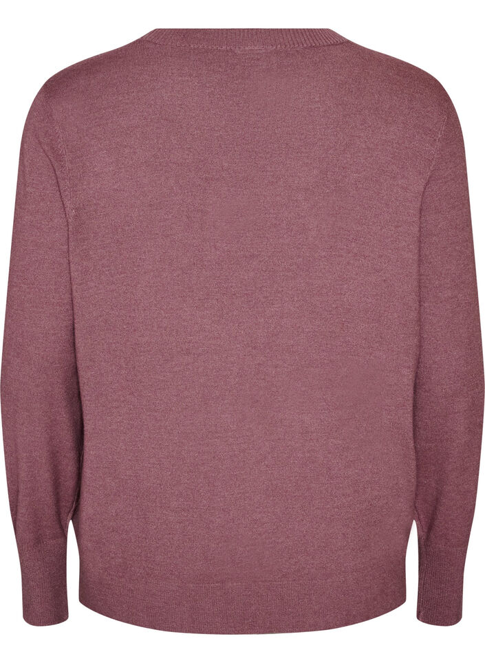 Stickad blus med rund halsringning, Rosa, Packshot image number 1