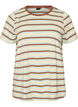 Randig t-shirt i ekologisk bomull, Brun, Packshot image number 0