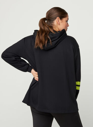 Sweatshirt med huva, Black, Model image number 1