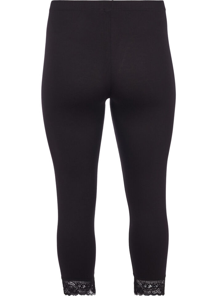 Basleggings med 3/4-l&auml;ngd och spetskant, Svart, Packshot image number 1