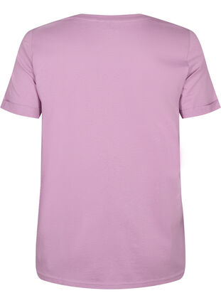 V-ringad t-shirt i bomull, Lavender Herb, Packshot image number 1