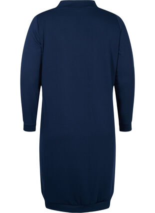 Enfärgad klänning i sweatshirtmaterial, Navy Blazer, Packshot image number 1