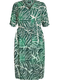 Midikl&auml;nning med tryck och knytsk&auml;rp, Gr&ouml;n