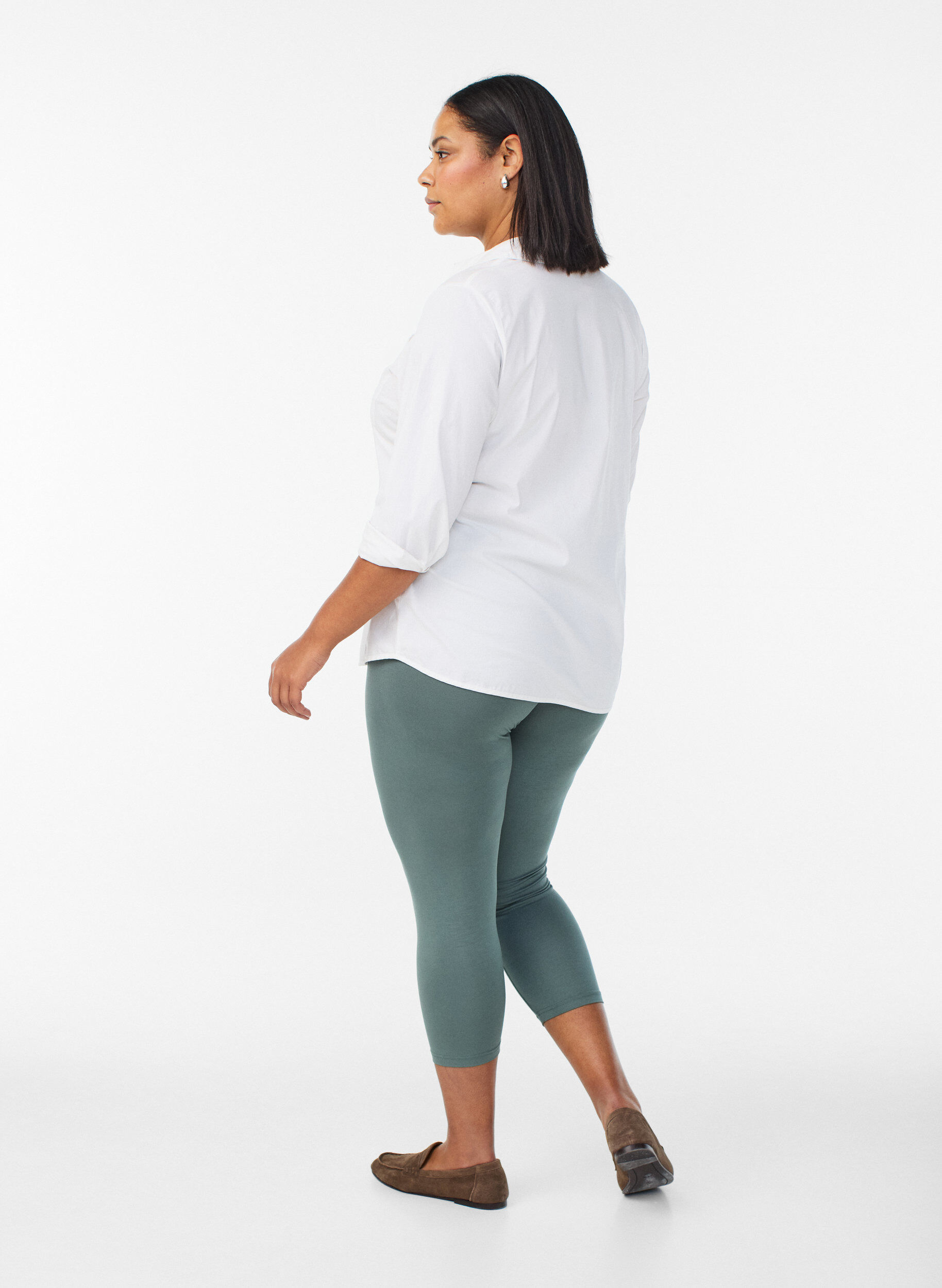 Zizzi3/4 bas-leggings, Gr&ouml;n, Model image number 2