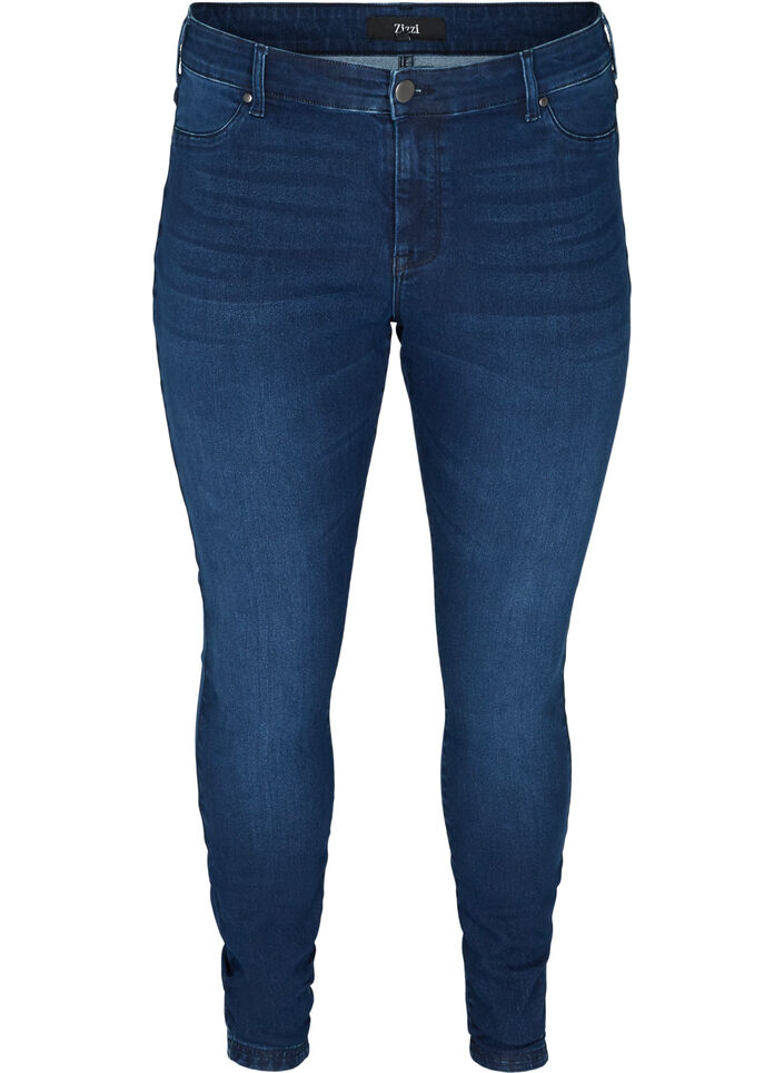 Jeggings i bomullsmix, Dark blue denim, Packshot image number 0