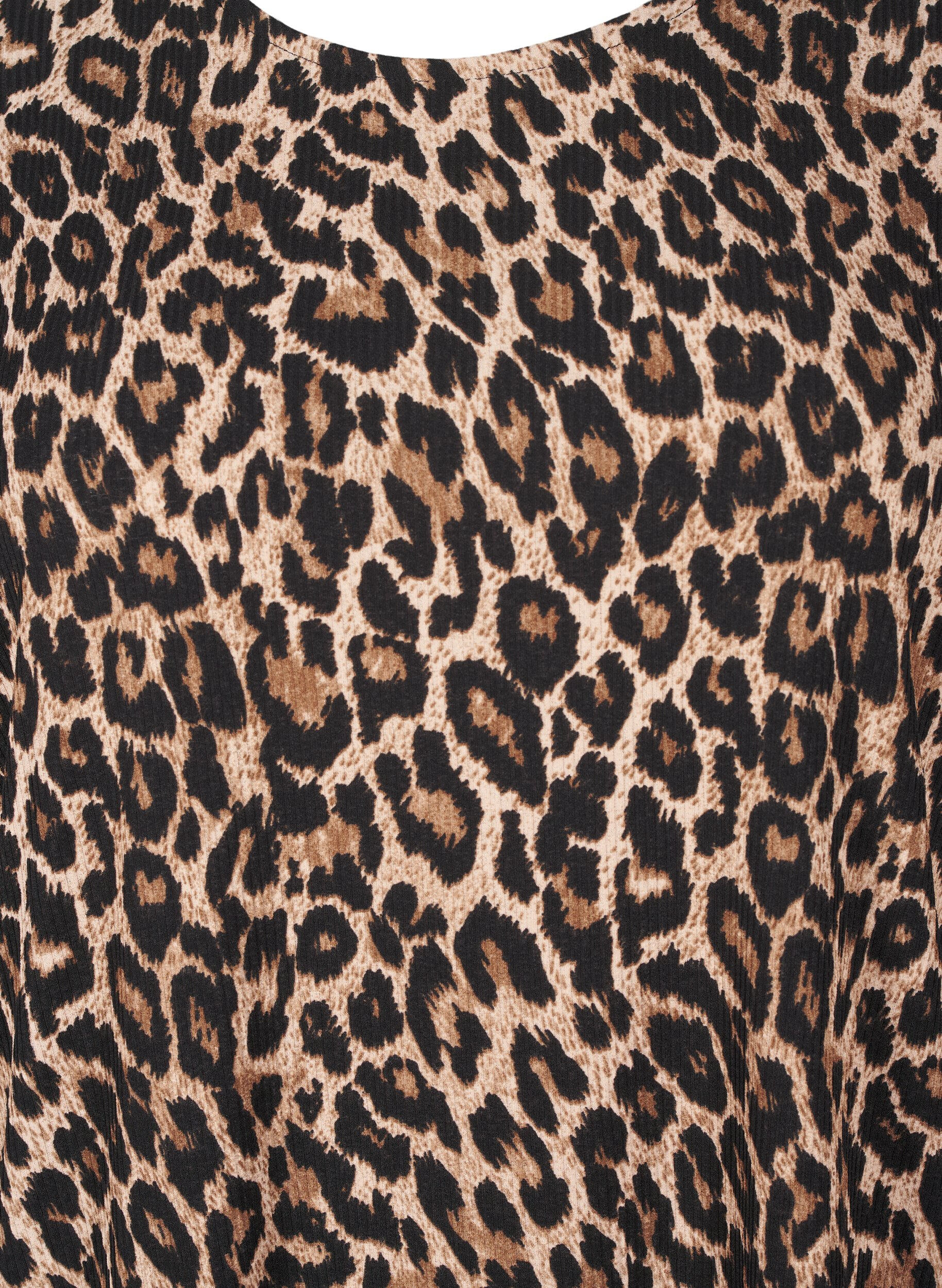 ZizziBlus med l&aring;nga &auml;rmar och leopardm&ouml;nster, Brun, Packshot image number 2