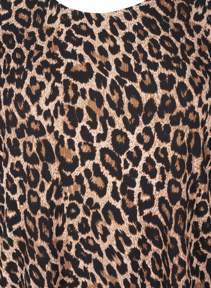 Blus med l&aring;nga &auml;rmar och leopardm&ouml;nster, Brun, Packshot image number 2