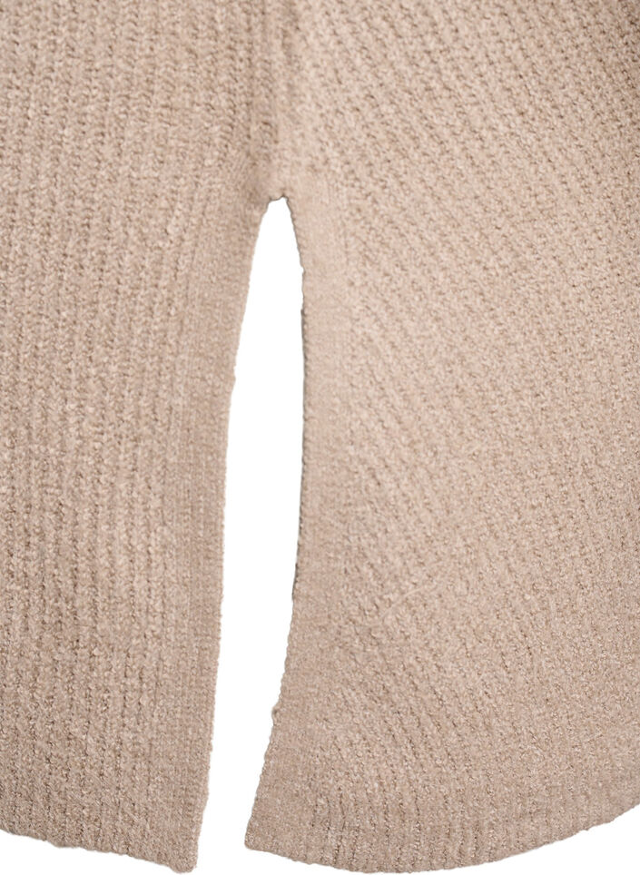 Stickad tr&ouml;ja med diagonalt m&ouml;nster och raglan&auml;rm, Beige, Packshot image number 3