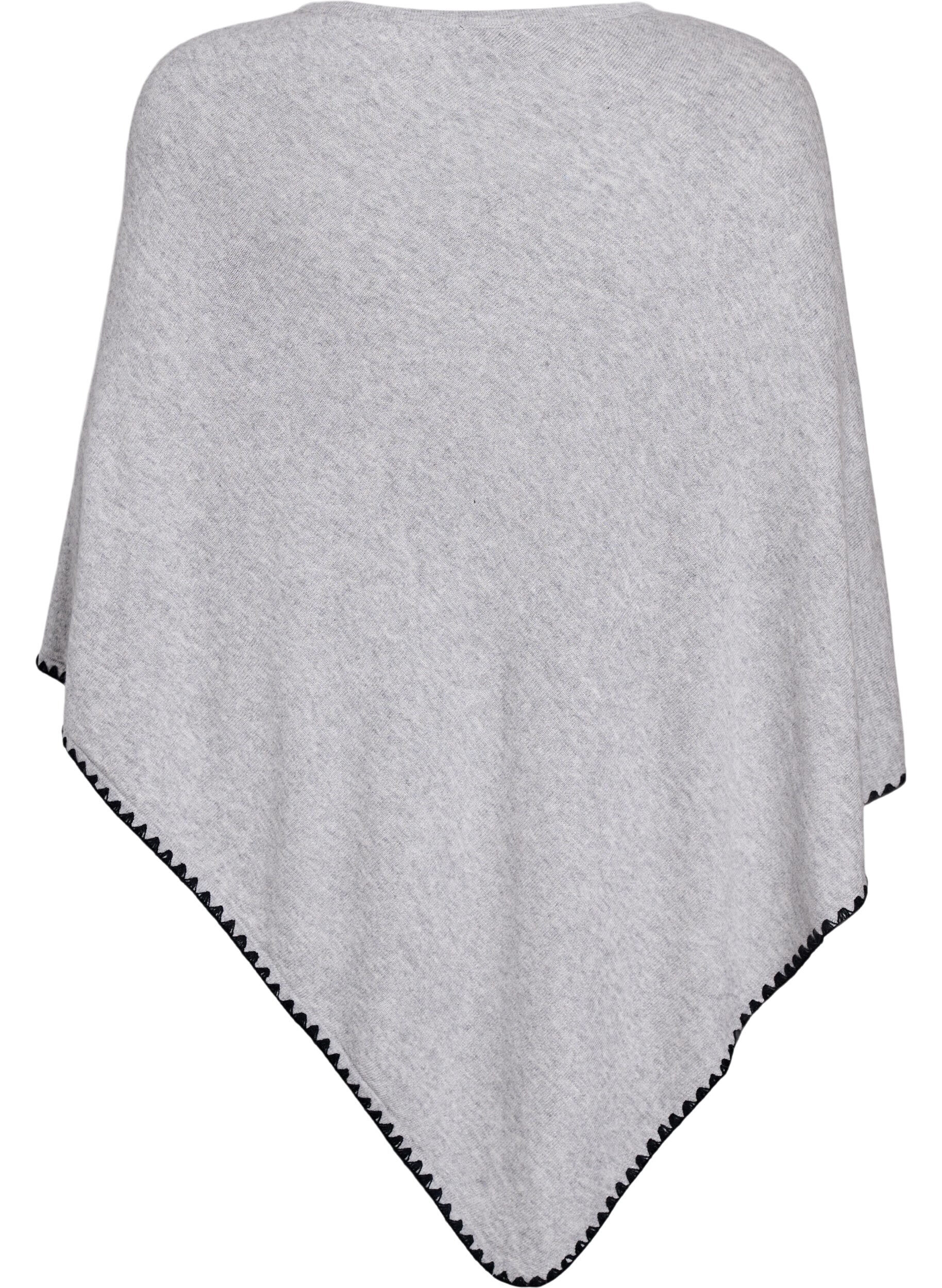 ZizziFin stickad poncho, Gr&aring;, Packshot image number 1